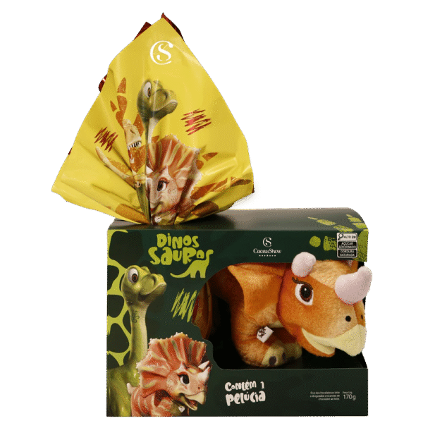 Ovo de Páscoa ao Leite Dinossauros Pelúcia Darla 170g